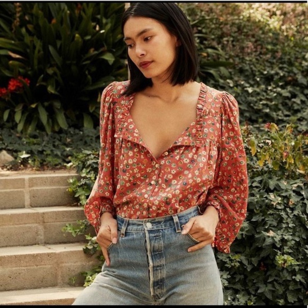Doen lunaria top in poppy, size xs